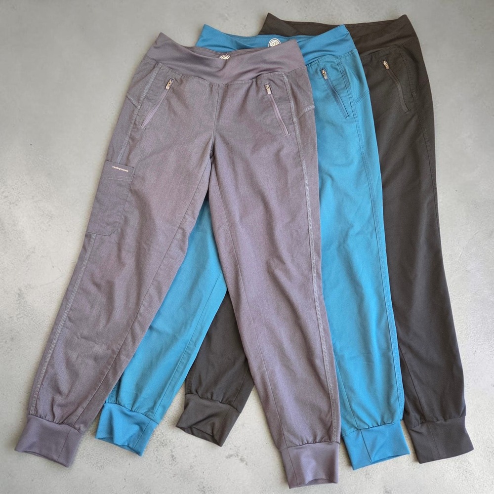 Healing Hands Purple Label Tara Scrub Joggers Lot of 3 XS Grey Teal Black